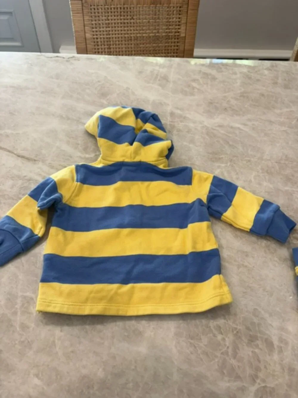 Ralph Lauren Blue and Yellow Striped Hoodie and Shorts, Size 9 Months